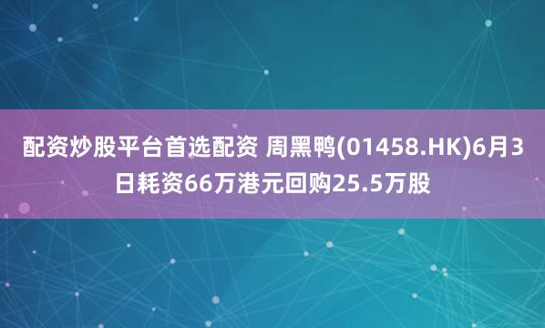 配资炒股平台首选配资 周黑鸭(01458.HK)6月3日耗资66万港元回购25.5万股